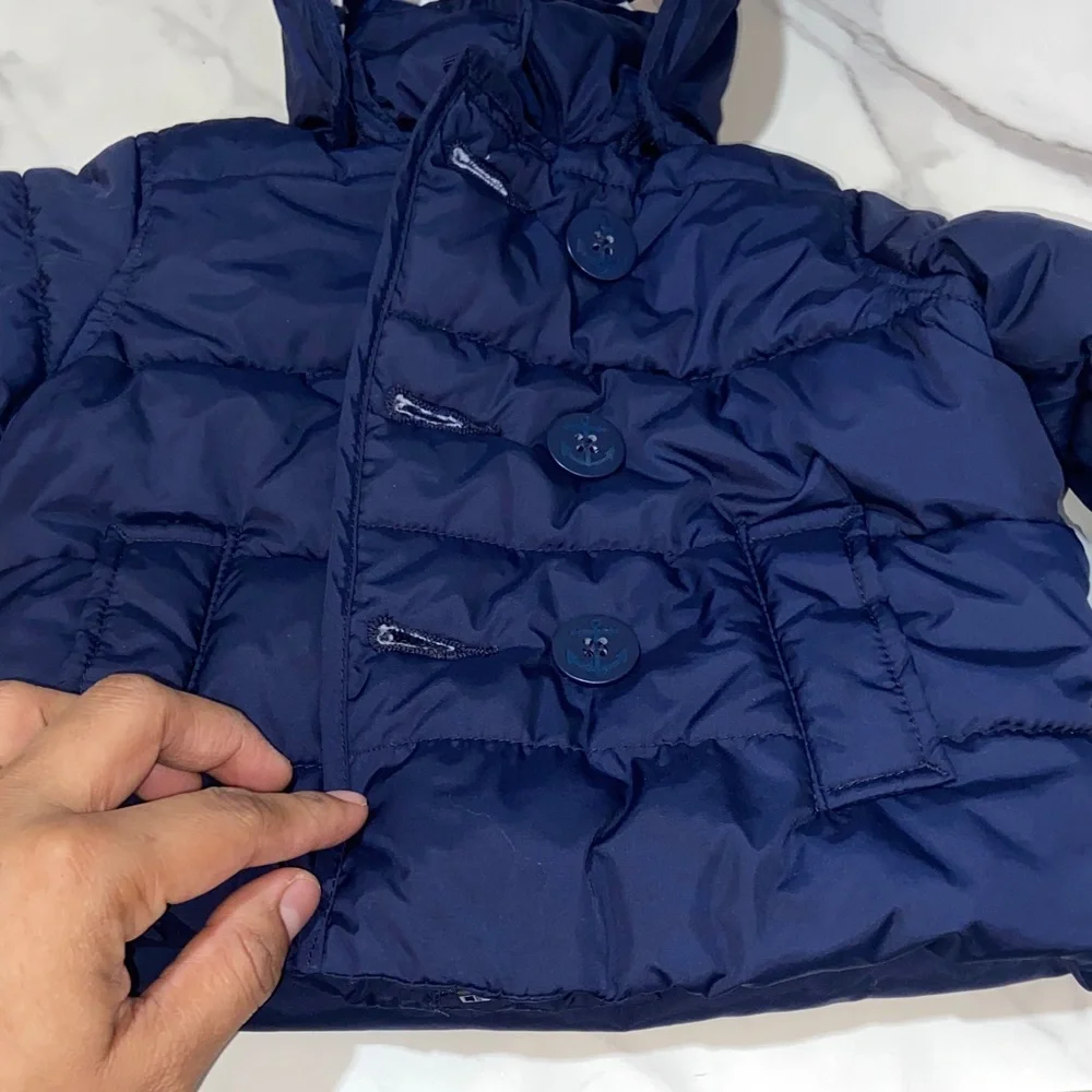 Baby GAP Kids Navy Puffer Jacket with Striped Lining Size 0-6 Months